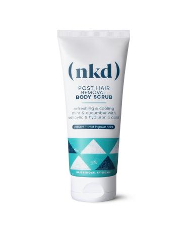 (nkd) Exfoliating Body Scrub - Smoothing Mint & Cucumber - Post-Waxing Exfoliator Treatment for Ingrown Hair - Body Scrub for Pubic Area - Waxing Exfoliant - 200g