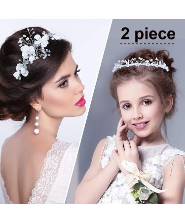 WILLBOND Flower Girl Headpiece Princess Wedding Headband with Pearls | Hair Accessory for Wedding, Party, First Communion - 4 Pcs - Buy Online on GoSupps.com