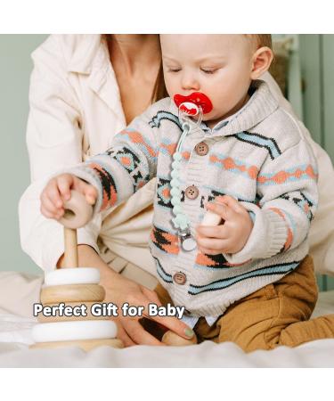 BPA Free 2PCS Silicone Pacifier Clips for Girls | Baby Shower Gift | Green & Pink - Buy Online on GoSupps.com