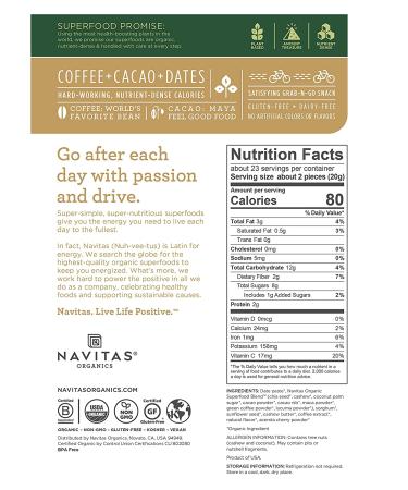 Navitas Organics Coffee Cacao Power Snacks - 16 oz Organic Superfood Treats - Buy Online on GoSupps.com