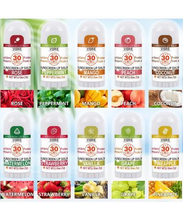 SPF 30 Mini Sunscreen Lip Balm - 40 Count Bulk with Vitamin E & Coconut Oil | Travel-Friendly 10 Flavor Set - Buy Online on GoSupps.com
