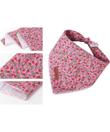 Unique Summer Paws Triangle Dog Bandana - Pink Strawberry Design for Small to Large Dogs & Cats - High-Quality Fabric - Buy Online on GoSupps.com