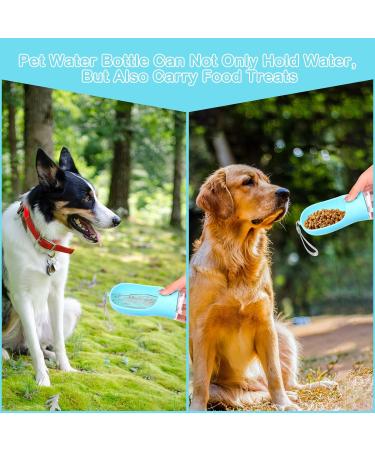JOPHEK Portable Pet Drinking Bottle - 300ml Leak-Proof Dog & Cat Water Bottle with 100ml Food Mug & Activated Carbon Filter - Ideal for Daily Walks & Travel - Blue - Buy Online on GoSupps.com