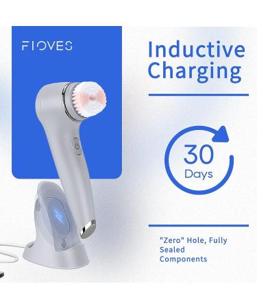 FLOVES Facial Cleansing Brush - Dual Direction Spinning Face Brush for Exfoliating, Waterproof, Rechargeable - 2 Replacement Heads, 2 Speeds - KC-5200 Gray - Buy Online on GoSupps.com
