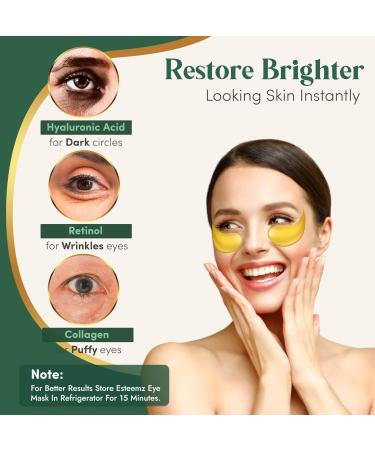 24K Gold Under Eye Patches - 24 Pairs for Puffiness Dark Circles & Wrinkles - Collagen & Hyaluronic Acid Enriched Masks - Buy Online on GoSupps.com