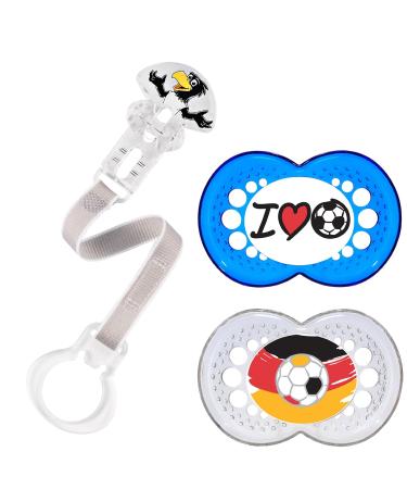 MAM Set - Original Silicone Football Pacifier Double Pack 16+ Months & DFB Clip Football World Cup 2018 16+ Months + Clip