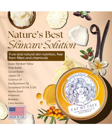 Eat My Face Tallow Day & Night Moisturizer Set Grass Fed Beef Tallow Face Creams with Shea Butter Cocoa Butter & Vitamin E Vanilla Scent Hydrating Duo for All Skin Types 4oz Each - Buy Online on GoSupps.com