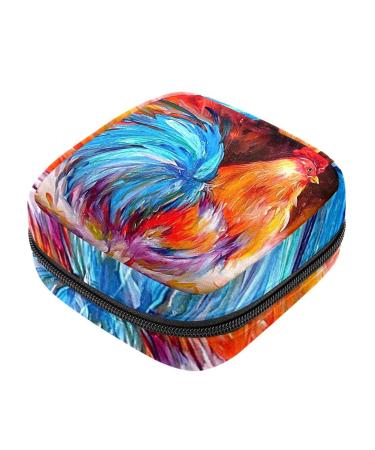 Menstruation pad bag with zipper women's napkin bag tampons collecting bags for women and girls (oil painting art animal tap)