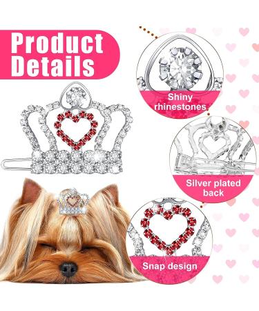 Crown Dog Accessories - 12 Pcs Crystal Rhinestone Tiara, Bows, Hair Clips for Pet Grooming - 12 Styles - Buy Online on GoSupps.com
