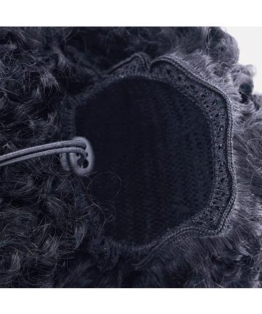 HLSK 14 Inch Afro Puff Drawstring Ponytail Human Hair | 150% Density Brazilian Virgin Hair Clip in Extension for Black Women | 3A 4C Afro Kinky Curly Style - Buy Online on GoSupps.com