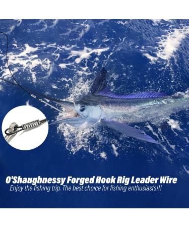 Saltwater Fishing Hook Rigs | Long Shank Steel Leaders with O'Shaughnessy Forged Hooks | 1/0-9-30lb | 8pcs - Buy Online on GoSupps.com