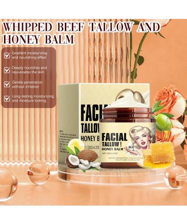 Whipped Beef Tallow & Honey Balm - Natural Face & Body Moisturizer Grass Fed & Finished | 2 Bottles - Buy Online on GoSupps.com