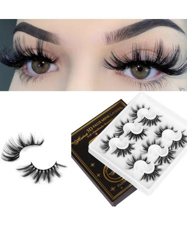 6 Pairs Eyelashes Natural Look False Eyelash 3D Fluffy Faux Mink Fake Lashes Wispy Volume Long Pack for Makeup Women Soft Lightweight 25MM Style Reusable by Miss Kiss QUEEN