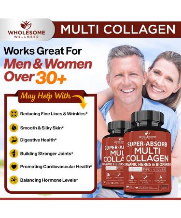 Grass Fed Desiccated Beef Liver Capsules (180 Pills 750mg Each) - Natural Iron Vitamin A B12 for Energy + Super-Absorb Multi Collagen Pills (Type I II III V X) Organic Herbs and Bioperine Bundle - Buy Online on GoSupps.com