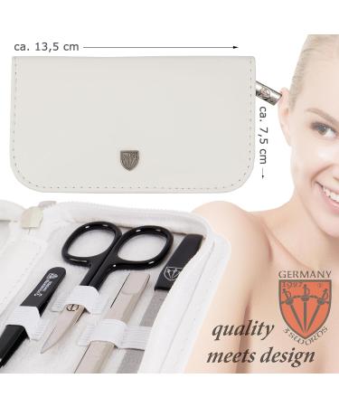 3 Swords Germany - brand quality 8 piece manicure pedicure grooming kit with glass nail file (506) WHITE - TOOLS BLACK LAQUERED - Buy Online on GoSupps.com