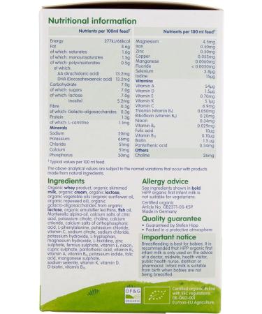 HiPP Organic 1 First Infant Baby Milk Ready to feed liquid formula starter pack From birth (6 x 90ml bottles) 540 ml (Pack of 1) - Buy Online on GoSupps.com