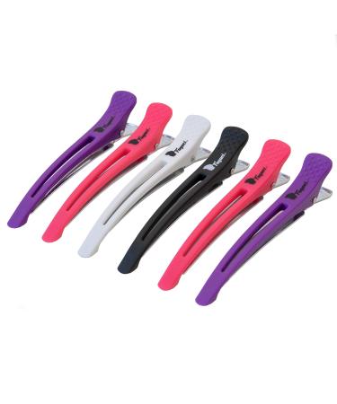 Fagaci Firm Grip Hair Clips for Styling Sectioning with Silicone Band, Duckbill Hair Styling Clips, Durable Alligator Hair Clips for Women, Long Duck Billed Hair Clips, Salon Large Hair Clips for Hair 6 Hair Clips