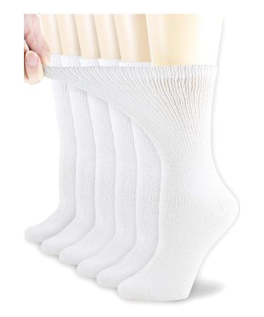 Diabetic Cotton Womens Crew Socks Health Circulatory Physicians Approved Non Binding Top 6 Pack 9-11 9-11 (Shoe Size 5-10) 6 Pairs White