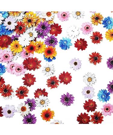 100Pcs 1-inch Painted Wooden Daisy Flower Buttons for Crafts - Sunflower Shaped Wood Buttons with 2 Holes - Flatback Christmas Buttons - Buy Online on GoSupps.com