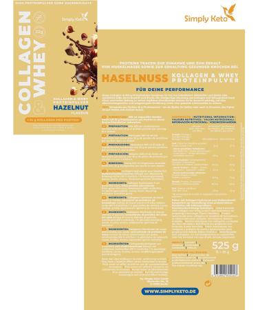  Simply Keto Hazelnut Collagen & Whey Protein Powder Keto & Lower Carb Shake 22g protein 0.5g carbs gluten-free sweetened with stevia pasture-raised | 15 servings - Buy Online on GoSupps.com