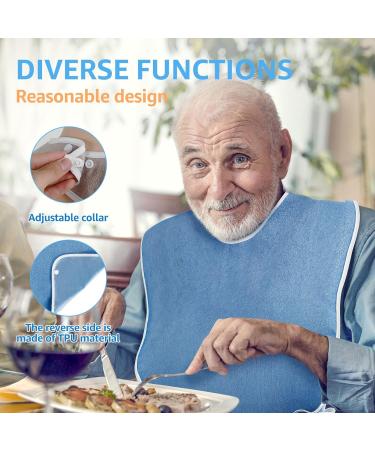 3 Pack Adult Bibs for Men Women Elderly Seniors and Disabled Waterproof Reusable Clothing Protector Adult Feeding Bibs Washable Adult Towel Bibs for Eating and Crumb Catcher - Buy Online on GoSupps.com