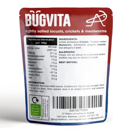 UK Farmed Lightly Salted Edible Insects Mix | 20g Ready to Eat | Locusts, Crickets & Mealworms - Buy Online on GoSupps.com