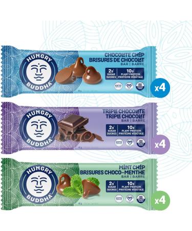 HUNGRY BUDDHA Bars - Plant Based Protein Bars - Vegan Nutrition Bars - Low Sugar Healthy Snacks - Gluten Free Snack Bars - Peanut Free - Protein Bar - Keto Bar - 12 Count Chocolate Lovers Variety Pack Chocolate Lovers Pack - Buy Online on GoSupps.com