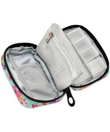 Naanle Watercolor Spring Flowers Pill Box | 7-Day Travel Pill Organizer with Zipper | Portable Compact Case for Supplements & Vitamins - Buy Online on GoSupps.com
