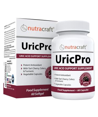 UricPro Uric Acid Cleanse Supplement | Tart Cherry Turmeric Celery Bromelain Cranberry & More | Non-GMO | 60 Vege Capsules