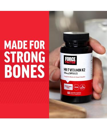 Force Factor MK-7 Vitamin K2 100mcg Bone Support Supplements for Women and Men Support Heart Health Bone Density and More BIoavailable Form Vegan Non-GMO 60 Vegetable Capsules - Buy Online on GoSupps.com