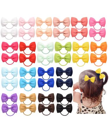 inSowni 40 Pack Grosgrain Ribbon Bow Elastics Hair Ties Scrunchies Pigtail Ponytail Holders Bands Ropes for Baby Girls Toddlers Kids