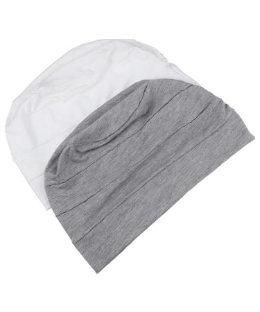 Lurrose 2Pcs Chemo Cap Women Soft Beanie Sleep Turban Hat Headwear Cancer Headwear Hair Loss Cap for Women White Gray