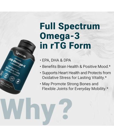 Naturalis Ultimate rTG Omega 3 Fish Oil 1800mg from Wild New Zealand Tuna | IFOS Certified & Sustainably Sourced | Full Spectrum Omega3s EPA DHA & DPA | 180 Softgels 180 Count (Pack of 1) - Buy Online on GoSupps.com