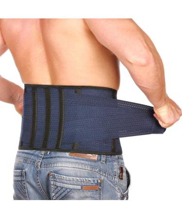AVESTON Back Support Lower Back Brace for Back Pain Relief - Breathable Thin 6 stays Adjustable Lumbar Support Belt for Men/Women Keeps Your Spine Straight Safe, Herniated Disc Large 38-45" at Navel Large (38-45 Inch)