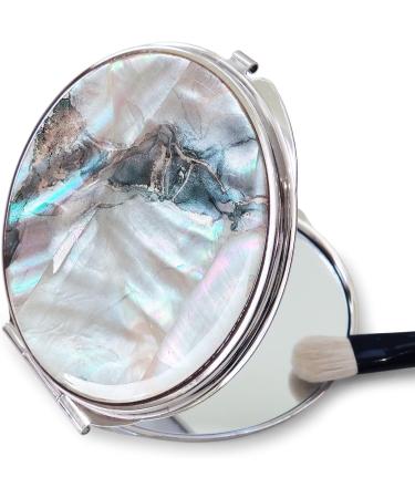 Stunning Mother of Pearl Compact Makeup Travel Mirror - Marble Gold Design | MADDesign - Buy Online on GoSupps.com