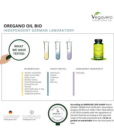 Organic Oregano Oil Capsules Vegavero | Vegan | High Carvacrol & Thymol Content | Cold-Pressed Essential Oil | Lab-Tested | 90 Capsules - Buy Online on GoSupps.com