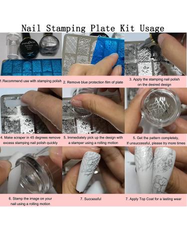 Floral Nail Stamper Kit with 4 Stamping Plates | DIY Nail Art Decoration Set with Clear Stamper, Scraper, and Rhinestones | Bi015b - Buy Online on GoSupps.com