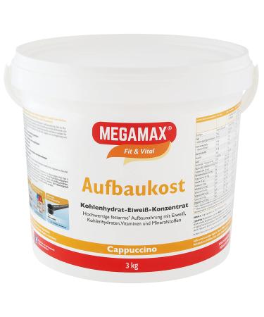 Megamax Building food cappuccino 3 kg ideal for strengthening and underweight protein powder for preparing a carbohydrate protein drink for muscle mass and muscle building weight gain cappuccino 3 kg (1 Pack)