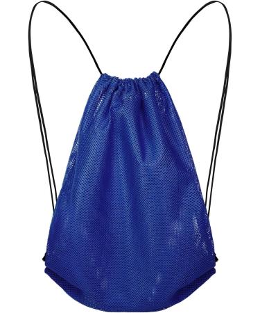 Multipurpose Dark Blue Mesh Drawstring Backpack for Swimming, Gym & Clothes - Buy Online on GoSupps.com