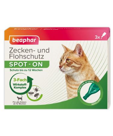 Beaphar - Tick and flea protection Spot -on for cats - suitable for cats from 3 months - repellent for fleas ticks and mosquitoes - immediate effect - up to 12 weeks protection - 3 pipets each 0.8 ml 3x0.8 ml - Buy Online on GoSupps.com