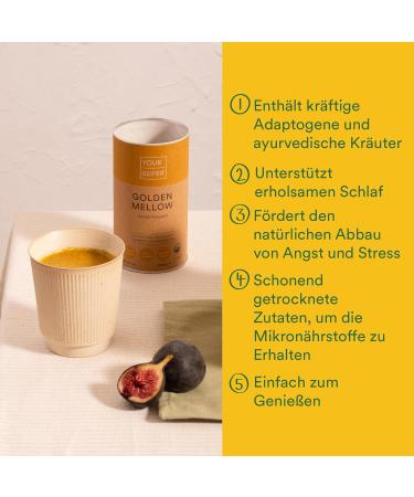Your Super Golden Milk Superfood Powder | Organic Ashwagandha Turmeric & Ginger Latte Mix for Relaxation - 40 Portions - Buy Online on GoSupps.com