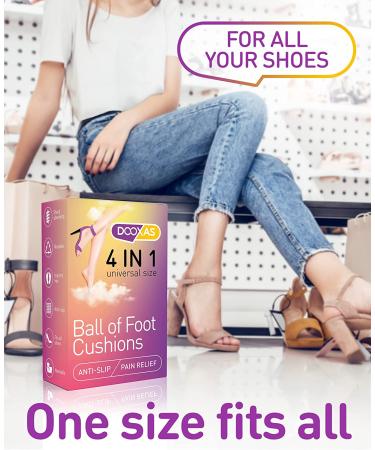 DOOXAS Ball of Foot and Heel Cushions - High Heel Shoe Pads for Women - Adhesive Comfort Insoles (4IN1 Set) - Buy Online on GoSupps.com