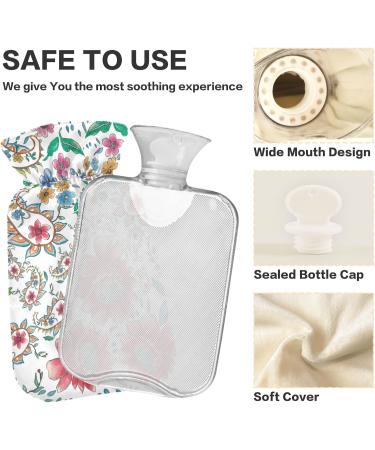 Naanle Paisley Floral Hot Water Bottle | 2L Transparent for Hot & Cold Therapy | Large Heat Relief for Bed Hands & Feet - Buy Online on GoSupps.com