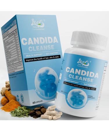 LeafStory Candida Cleanse for Women Oregano & Caprylic Acid Gut Cleanse Herbal Supplement Digestive & Intestinal Health Support Flora Balance for Gut Health 60 Capsules