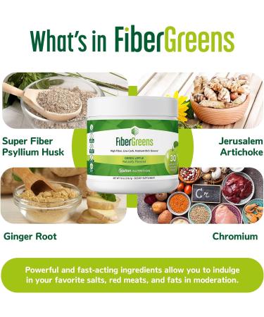 Barton Nutrition Green Apple Fiber Greens - Probiotic Formula with 30 Superfoods for Gut and Heart Health - 30 Servings - Buy Online on GoSupps.com