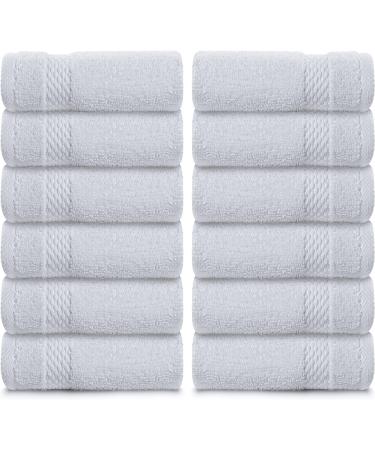 White Classic Luxury Cotton Washcloths - 12 Pack - Hotel Spa Face Towel - Buy Online on GoSupps.com