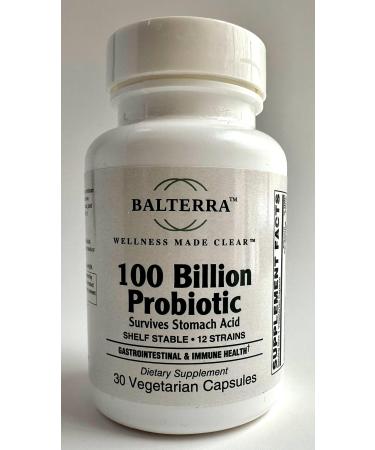 Wellness Made Clear 100 Billion Probiotic by Balterra 30 Vegetarian Capsules Digestive & Immune Support 12 Strains Shelf-Stable