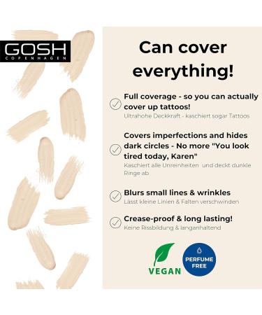 GOSH Concealer High Coverage 002 Ivory Vegan Fluid Makeup for Dark Circles & Redness | 21.5g | Highlight & Contour Perfectly - Folded Maids - Buy Online on GoSupps.com