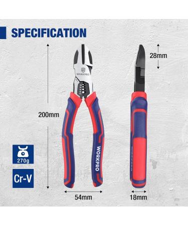 WORKPRO Diagonal Cutting Pliers with Wire Stripper 200mm Heavy Duty Cr-V Wire Cutters Multi-Function High Leverage Side Cutters Industrial Pliers - Buy Online on GoSupps.com