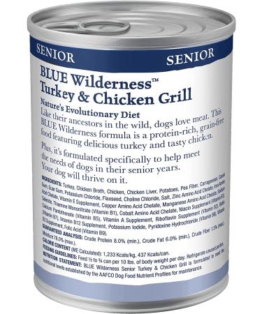 Blue Buffalo Wilderness Senior Wet Dog Food 12.5 oz (Pack of 12) - Turkey & Chicken - Buy Online on GoSupps.com